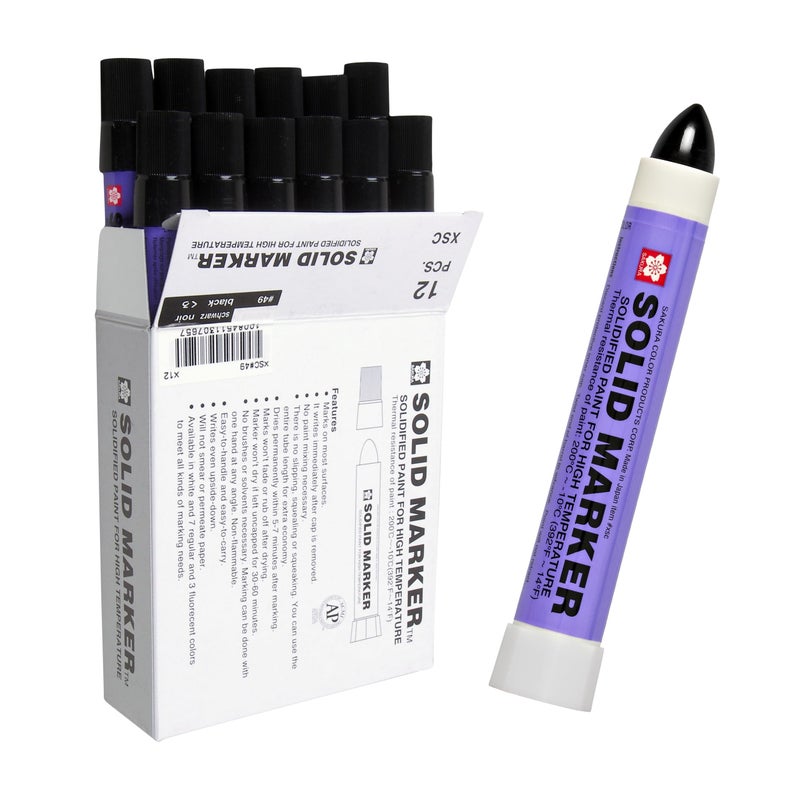 SAKURA SOLID MARKER Sakura Solid Paint Markers - Permanent Marker Pens - Window, Wood & Glass Marker - Black Paint - 12 Pack - Image 1